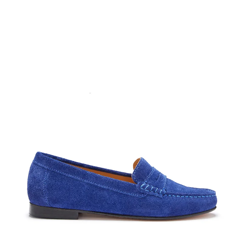 Women's Memory Foam Insole Loafers in Pink for Added Comfort Women's Penny Loafers Leather Sole, ink blue suede