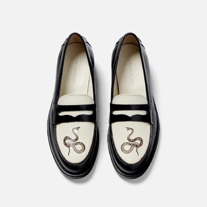 Women's Tassel - Trimmed Loafers with a Low Heel in Olive Green for a Trendy Twist Wilde Snake Penny Loafer - Women's Women's Tassel - Trimmed Loafers with a Low Heel in Olive Green for a Trendy Twist Wilde Snake Penny Loafer - Women's