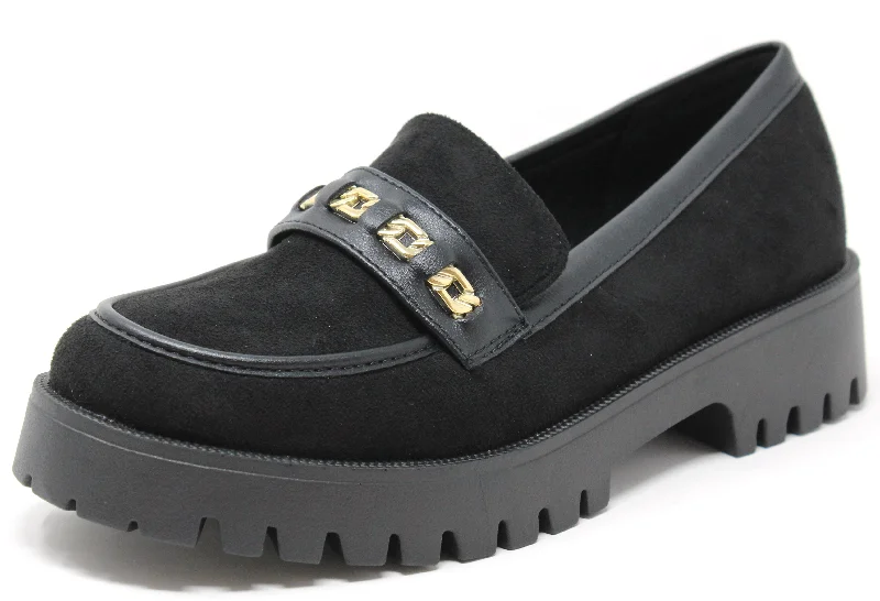 Women's Embroidered Floral Pattern Loafers in Beige for a Spring - Inspired Outfit Mini Chain Loafer