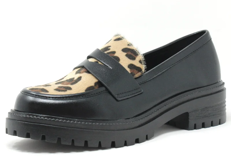 Women's Cashmere - Lined Loafers in Burgundy for Warmth in Winter Leopard Penny Loafer