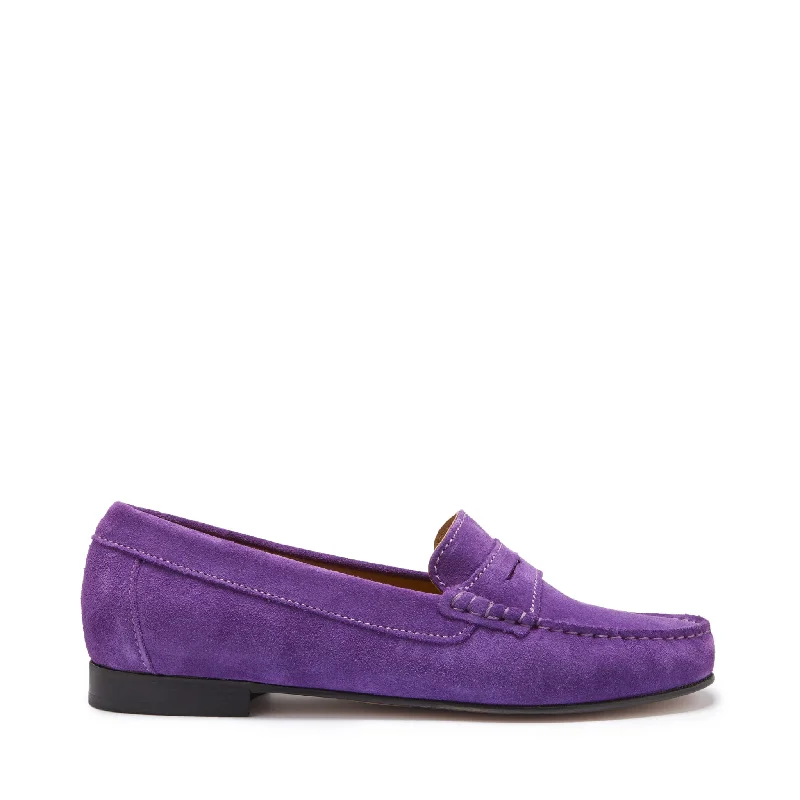 Women's Cashmere - Lined Loafers in Burgundy for Warmth in Winter Women's Penny Loafers Leather Sole, purple suede