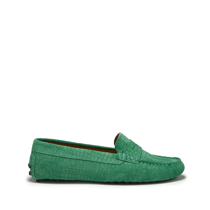 Women's Geometric - Patterned Loafers in Multicolor for a Fashion - Forward Look Women's Penny Driving Loafers, emerald embossed suede Women's Geometric - Patterned Loafers in Multicolor for a Fashion - Forward Look Women's Penny Driving Loafers, emerald embossed suede