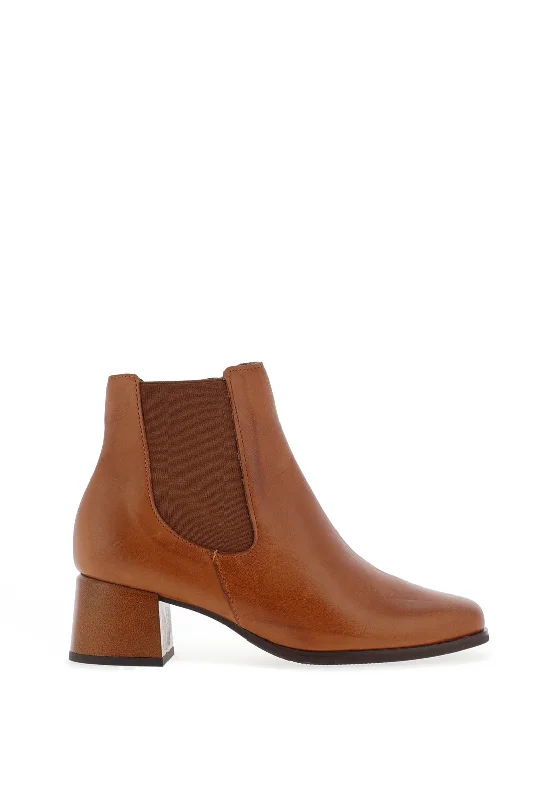 women's flat boots women's flat bootsPitillos Leather Chelsea Block Heel Boots, Tan