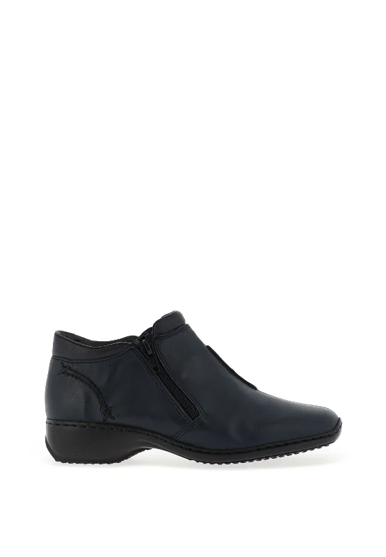 women's heeled boots women's heeled bootsRieker Womens Dual Zip Leather Boots, Navy