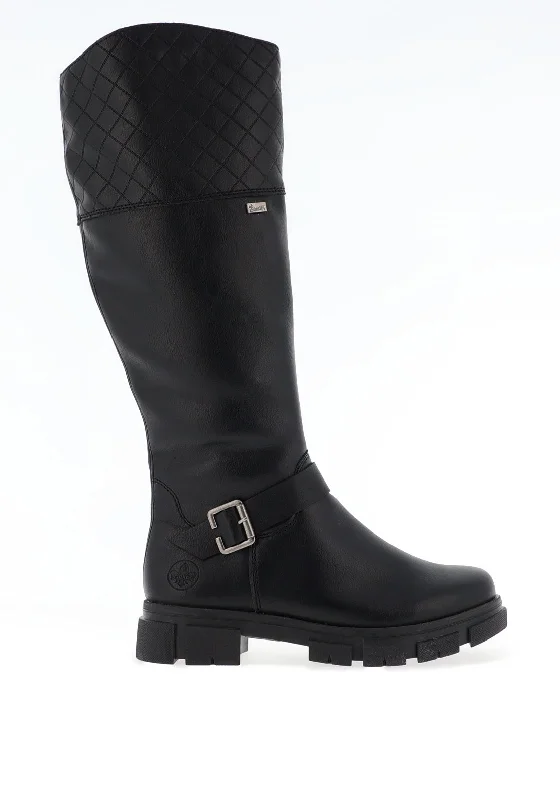 women's ankle boots women's ankle bootsRieker Womens Quilted Trim Long Boots, Black