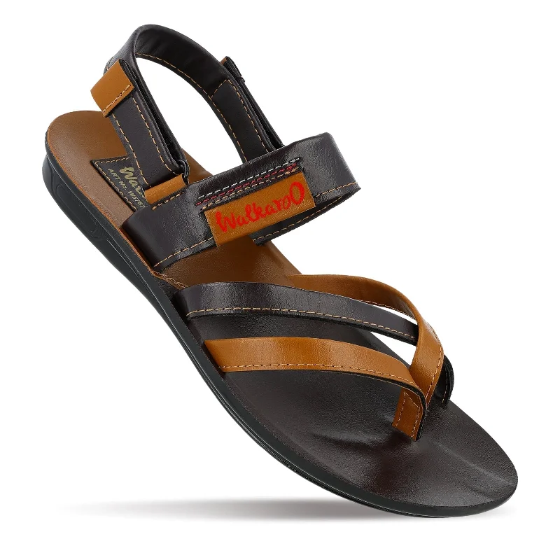 Walkaroo Men Strappy Slide Sandals  - W5767 Brown