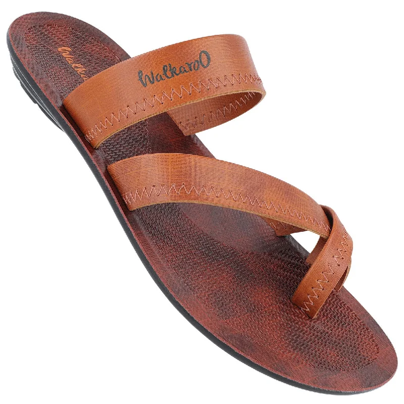 Men's Cross Strap Slide Sandals  - WG5340 Tan