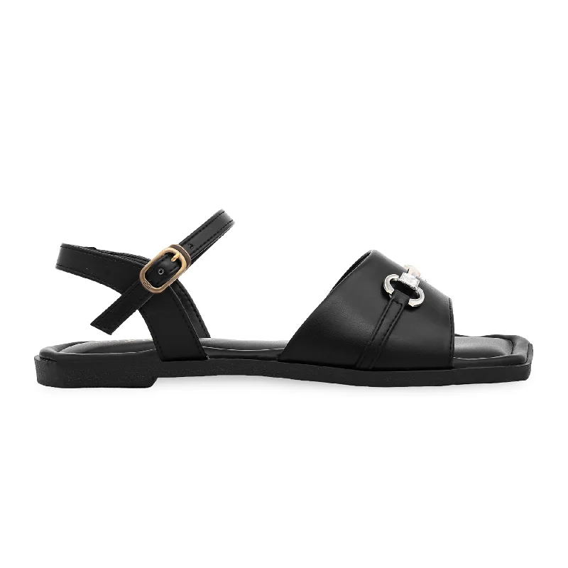 Men's sandals with a contrast stitching detailBlack Formal Sandal FR5244