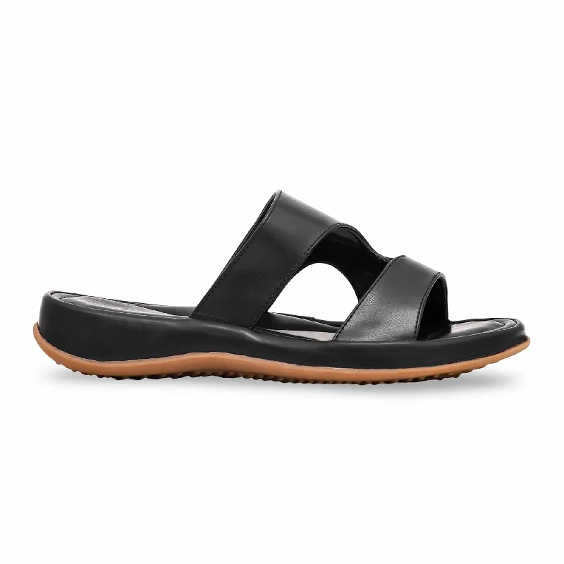 Men's sandals with a cushioned footbedBlack Formal Sandal PU0174