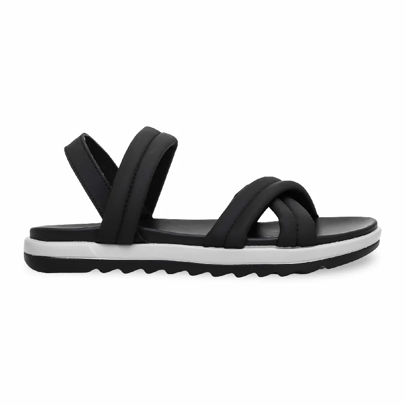 Men's leather sandals with an adjustable strapBlack Formal Sandal PU0296