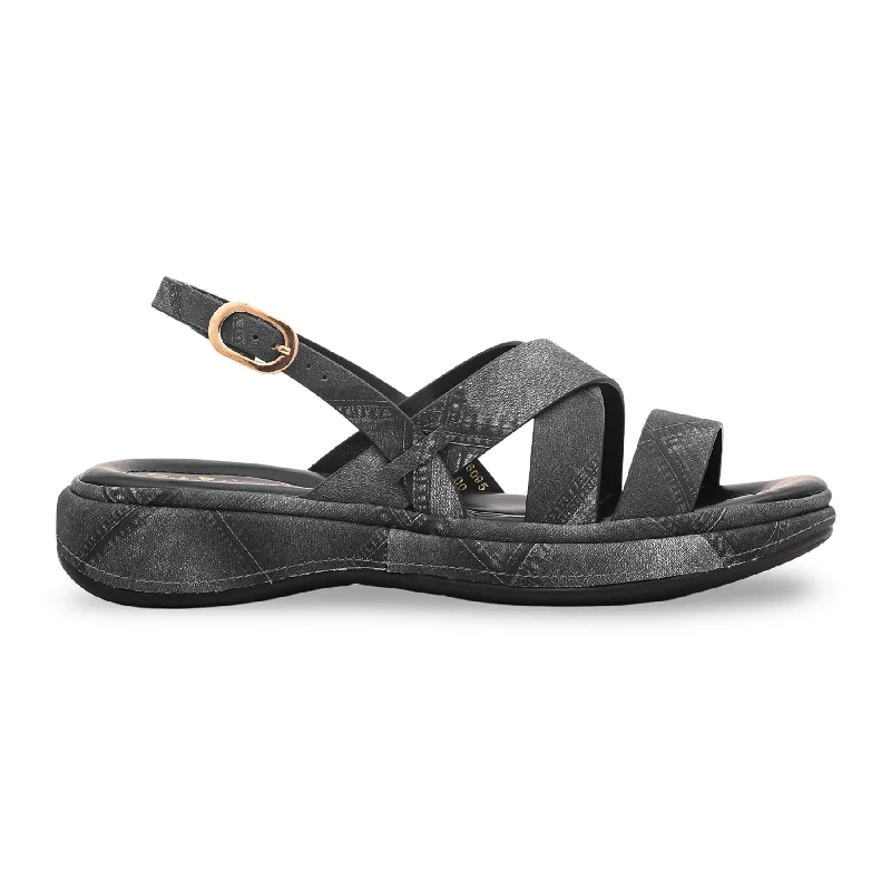 Waterproof men's sandals for water activitiesBlack Formal Sandal PU0068