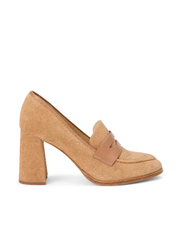 Men's loafers with a moc - toe designBlanche Heeled Suede Loafer