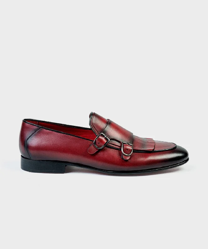 Red Double Monk Shoes