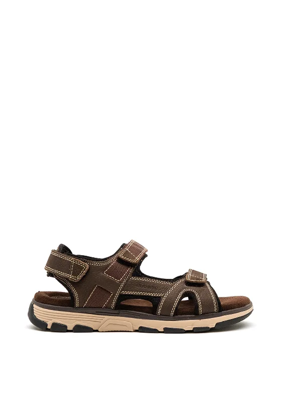 Dubarry Mens Bobby Leather Velcro Sandals, Bourbon