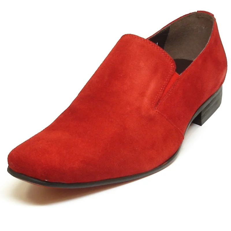 Men's loafers with a low - heeled designFiesso FI-6838 Red Loafers