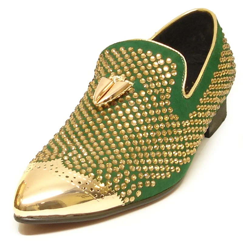 Men's loafers with a decorative buckleFiesso FI-6968 Green Loafers