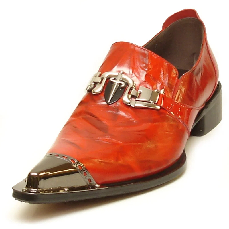 Men's loafers with a rubber sole for durabilityFiesso FI-6989 Red Metal Tip Loafers