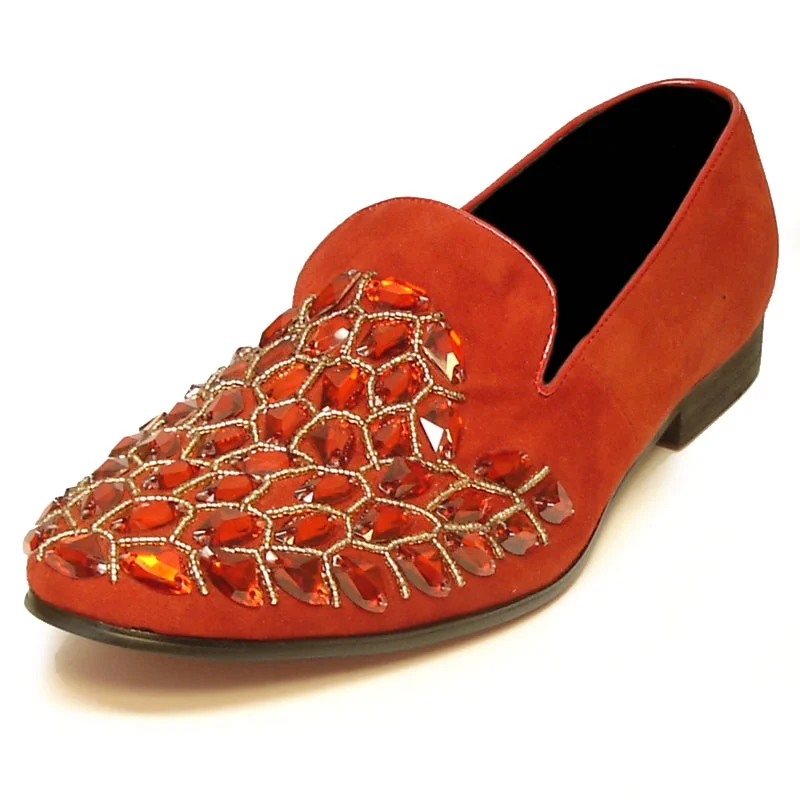 Men's loafers with a decorative buckleFiesso FI-7023 Red Loafers