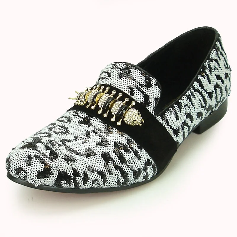 Men's loafers with a smooth leather finishFiesso FI-7025C Black White Loafers
