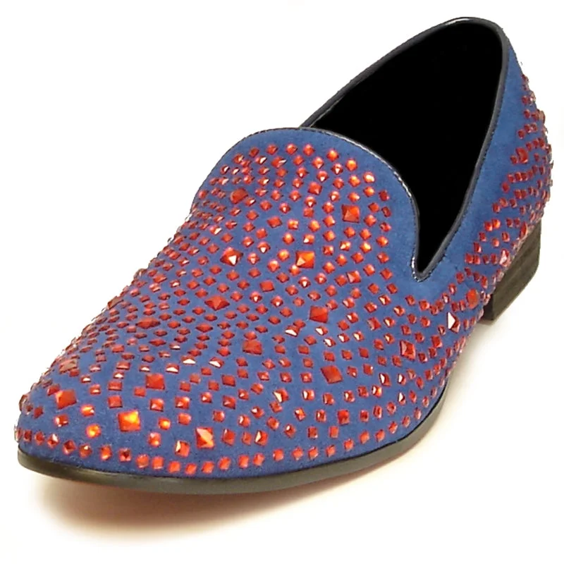Men's loafers with a contrast stitching detailFiesso FI-7027 Blue Red Loafers