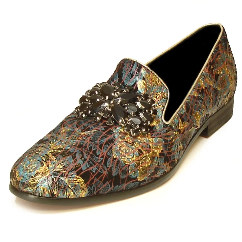 Men's loafers with a rubber sole for durabilityFiesso FI-7029 Blue Gold Loafers