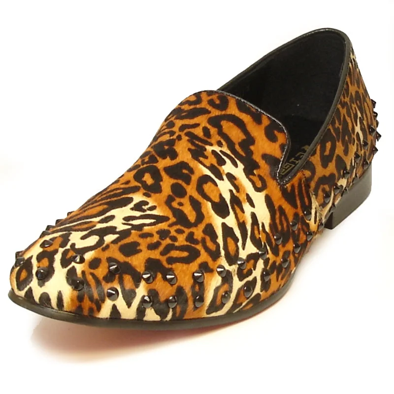 Slip - on men's loafers for easy wearFiesso FI-7037 Leopard Loafers