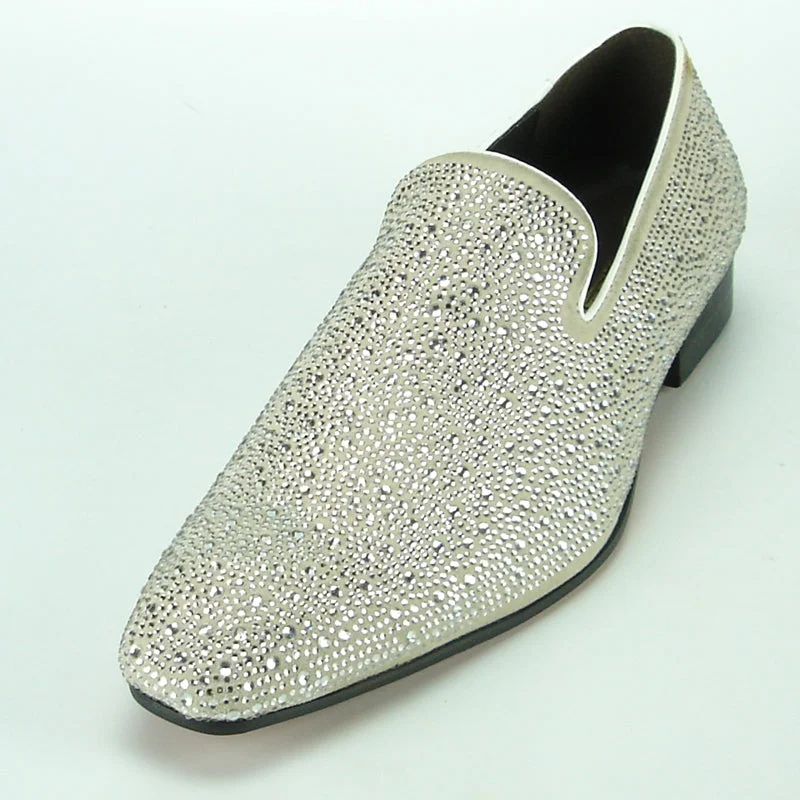 Men's loafers with a low - heeled designFiesso FI-7101 White Loafers