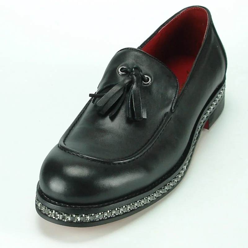 Men's leather loafers with a penny slotFiesso FI-7123 Black Loafers