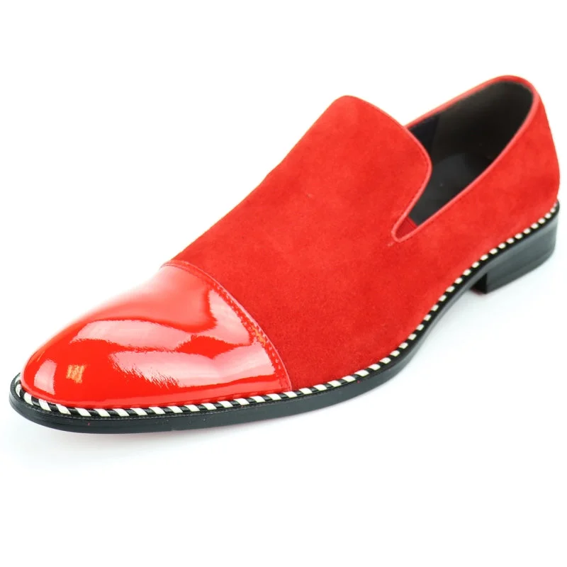 Men's loafers with a leather lining for comfortFiesso FI-7280 Red Suede Cap Toe Slip on Loafers Men's loafers with a leather lining for comfortFiesso FI-7280 Red Suede Cap Toe Slip on Loafers