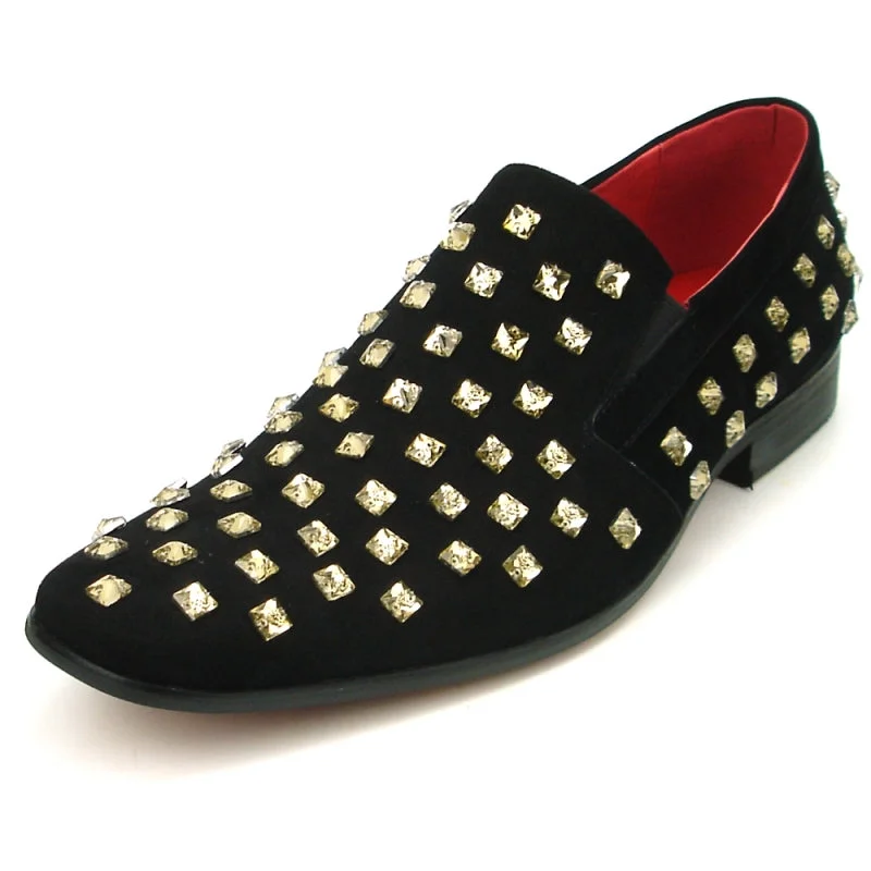 Men's loafers with a contrast stitching detailFiesso FI-7487 Black Suede Gold Diamonds Loafers Men's loafers with a contrast stitching detailFiesso FI-7487 Black Suede Gold Diamonds Loafers