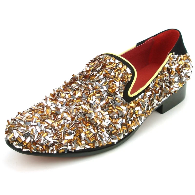 Slip - on men's loafers for easy wearFiesso FI-7498 Gold Slip on Loafers