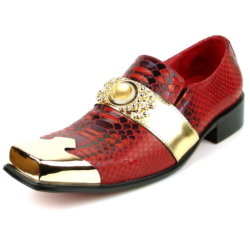 Men's loafers with a rubber sole for durabilityFiesso FI-7512 Red Sneake Print Metal Tip Loafers Men's loafers with a rubber sole for durabilityFiesso FI-7512 Red Sneake Print Metal Tip Loafers