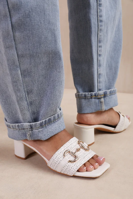 Men's loafers with a smooth leather finishRHODES LOW BLOCK MULES WITH BUCKLE DETAIL IN WHITE Men's loafers with a smooth leather finishRHODES LOW BLOCK MULES WITH BUCKLE DETAIL IN WHITE