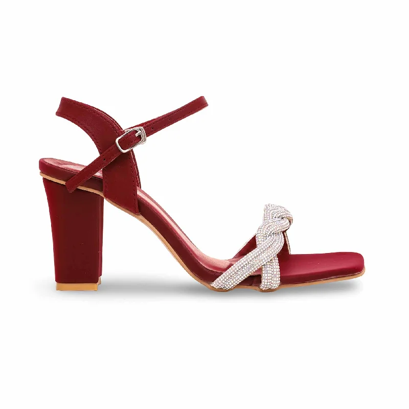 Men's leather sandals with an adjustable strapMaroon Fancy Sandal FN5908