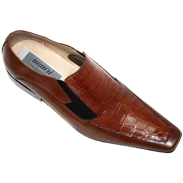 Men's loafers with a rubber sole for durabilityMauri 0216 Cognac Genuine Alligator Loafer Shoes