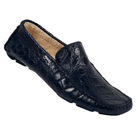 Men's loafers in a neutral color like black or brownMauri 0224 Body Alligator Gold Brown Genuine All-Over Alligator Loafer Shoes