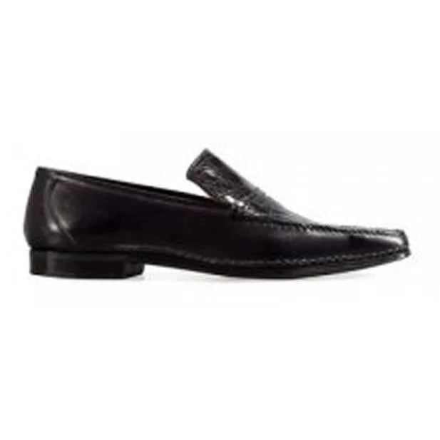 Slip - on men's loafers for easy wearMauri 0607 02 Black Genuine Crocodile Loafer Shoes