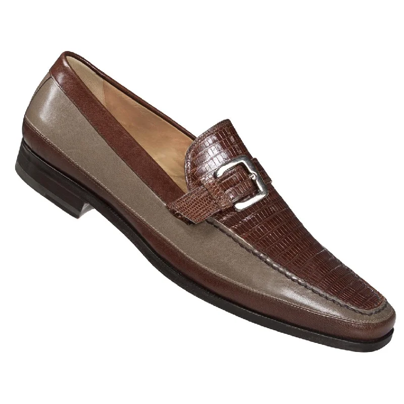 Men's loafers with a contrast stitching detailMauri 3705/4 Gold Genuine Oyster/Lizard Monk Strap Loafer