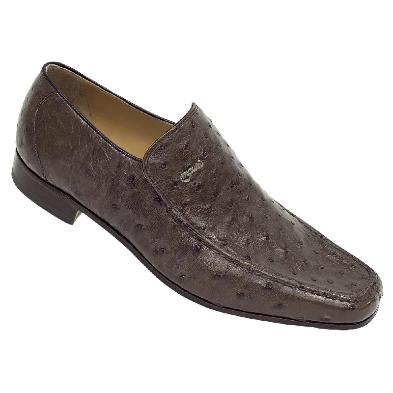 Men's loafers with a moc - toe designMauri 3764/2 Dark Brown Genuine All Over Ostrich Loafer Shoes