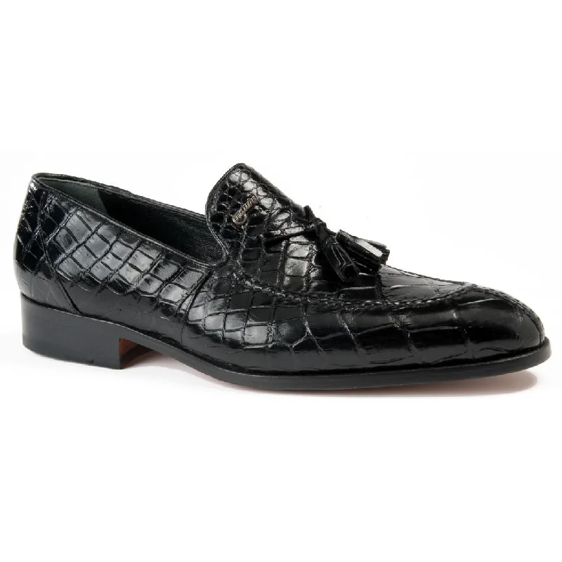 Men's leather loafers with a penny slotMauri 4659/1 Black Genuine All Over Body Alligator Loafer Shoes