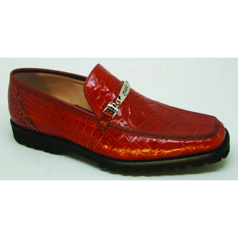 Men's loafers with a cushioned footbedMauri 4692 Cognac Genuine All Over Alligator Loafer Shoes