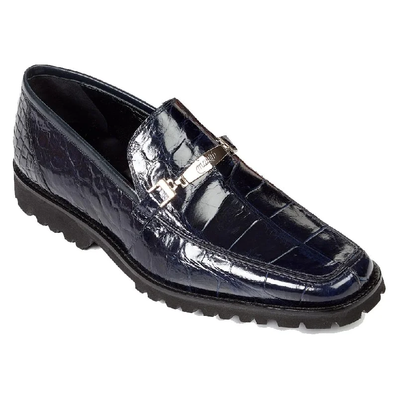 Men's loafers with a leather lining for comfortMauri 4692 Wonder Blue Genuine All Over Alligator Loafer Shoes