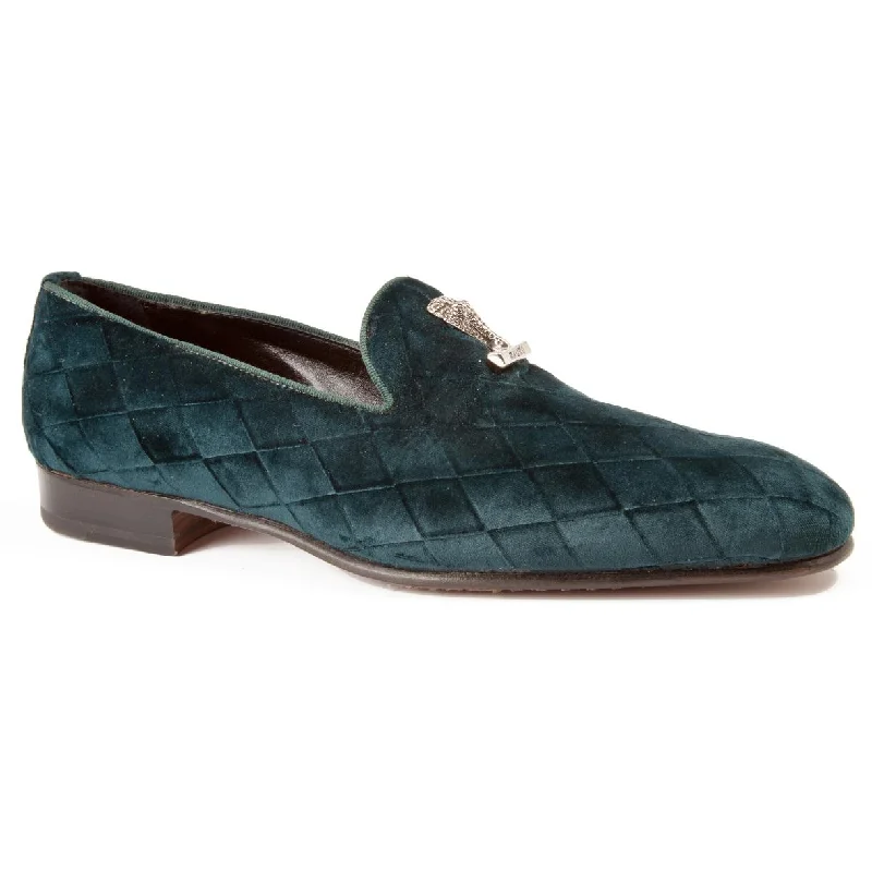 Men's loafers with a memory foam insoleMauri 4711/3 Green Genuine Fabric Diamond/Gross Grain Loafer Shoes