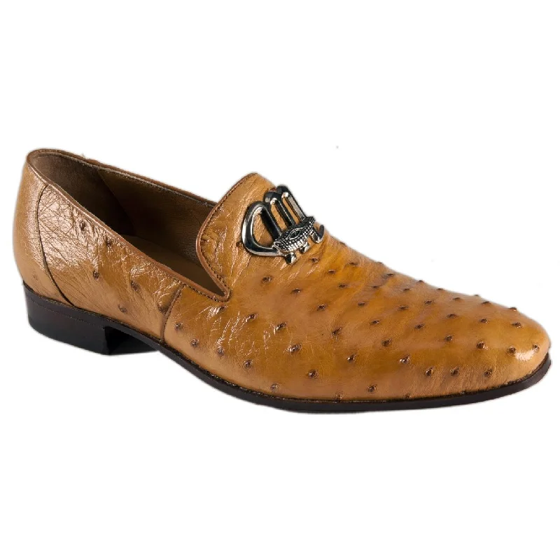 Men's loafers with a contrast stitching detailMauri 4821/1 Tabac Genuine Ostrich Loafer Shoes