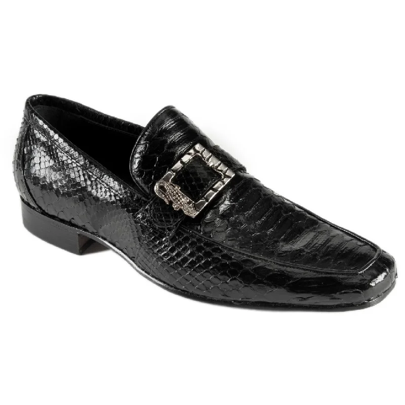 Men's loafers with a pointed toe for a stylish appearanceMauri 4925 Black Genuine Python Loafer