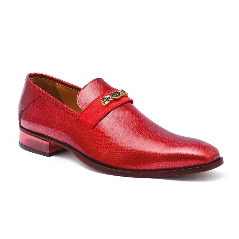 Men's loafers with a removable insole for cleaningMauri 4951 Red Genuine Canapa/Satin Slip-On Loafer Shoes