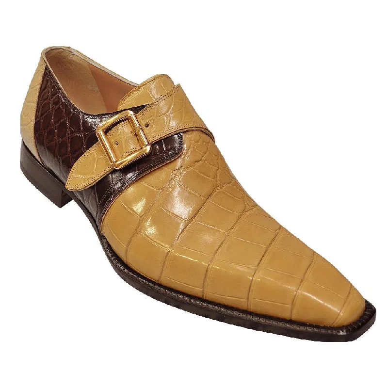 Men's loafers with a cushioned footbedMauri 53154 Bone/Sport Rust Genuine All-Over Alligator Monk Strap Loafer Shoes