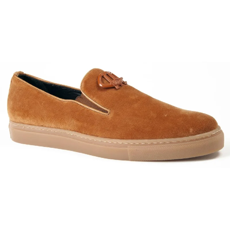 Men's loafers with a perforated leather upper for ventilationMauri 8558 Cognac Genuine Velvet Loafer Sneakers