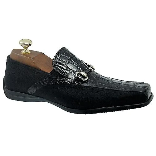 Men's loafers with a flexible sole for easy movementMauri 9190 Black Genuine Crocodile/Mauri Fabric Loafer Shoes