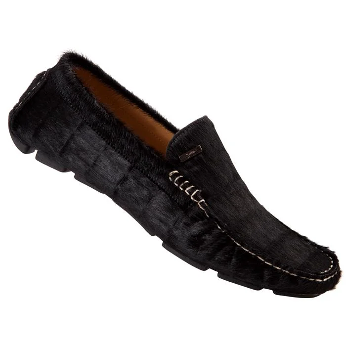 Men's loafers with a tassel front for a classic lookMauri 9229/3 Black Pony Alligator Printed Hair Loafer Shoes